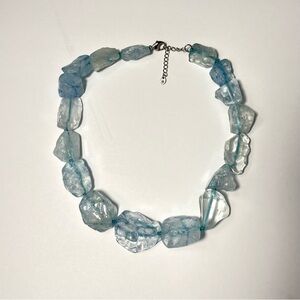Lucas Lameth Light Blue Transparent Quartz Chunky Necklace Sterling Clasp 925